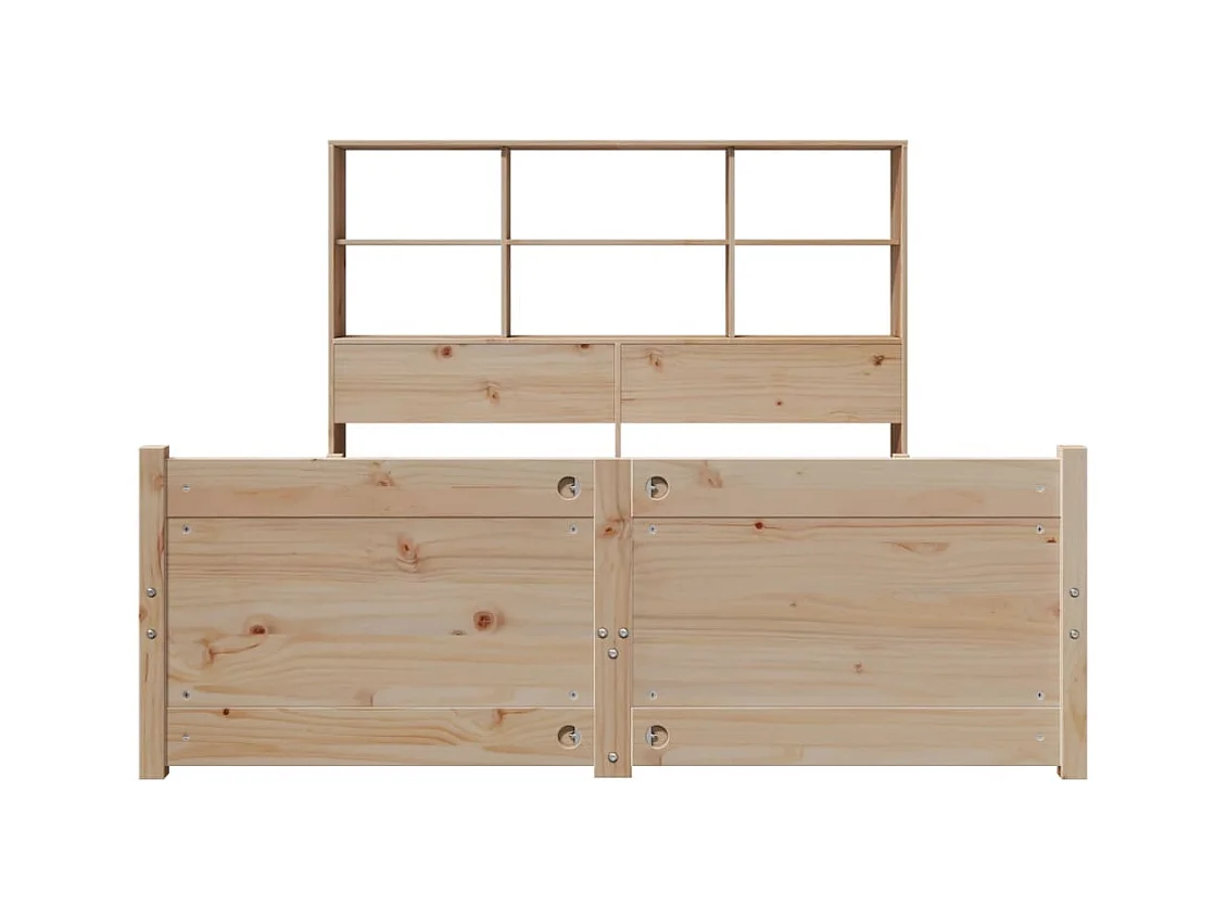 Lit bibliothèque sans matelas 150x200 cm bois massif de pin