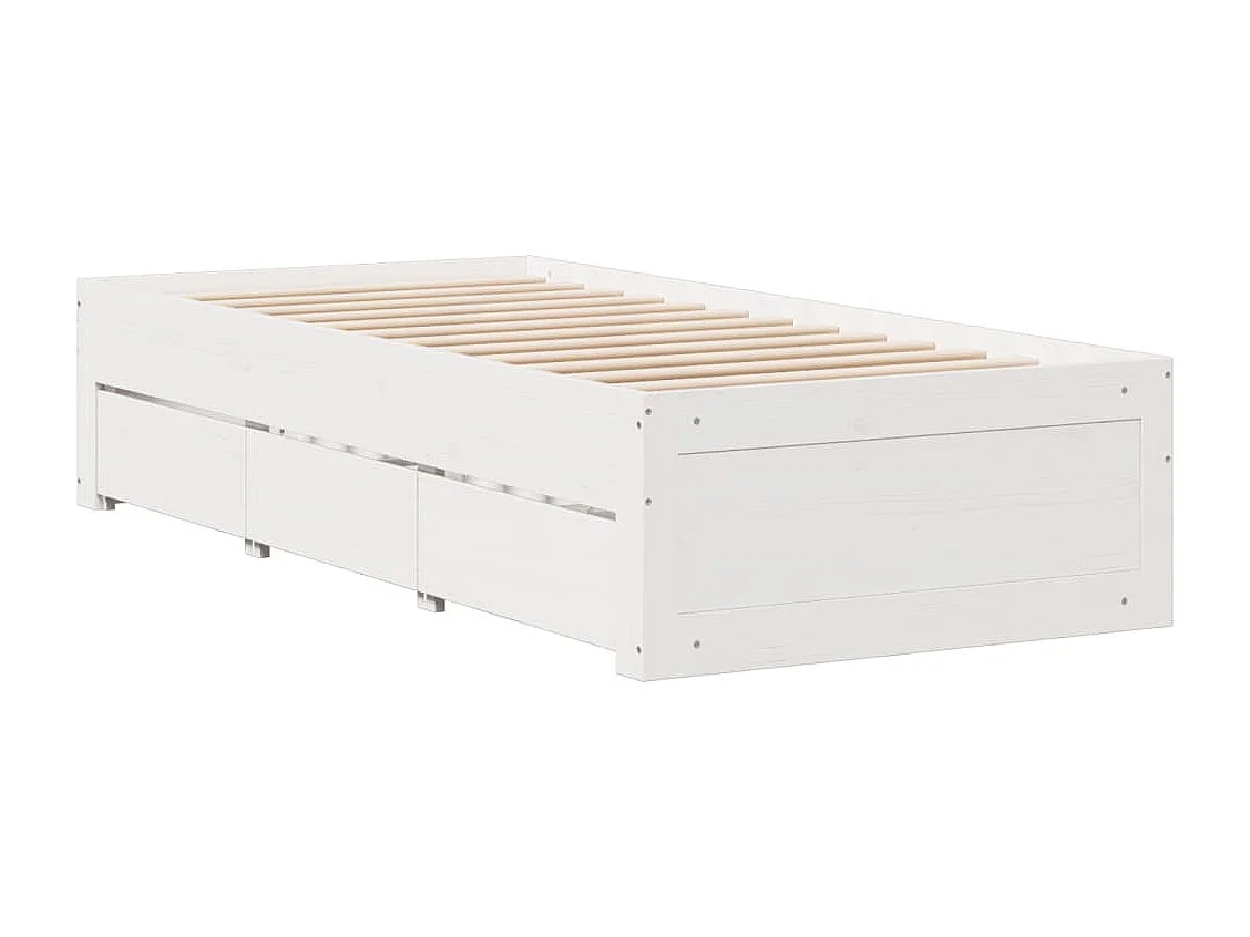 Lit bibliothèque sans matelas blanc 90x190cm bois de pin massif
