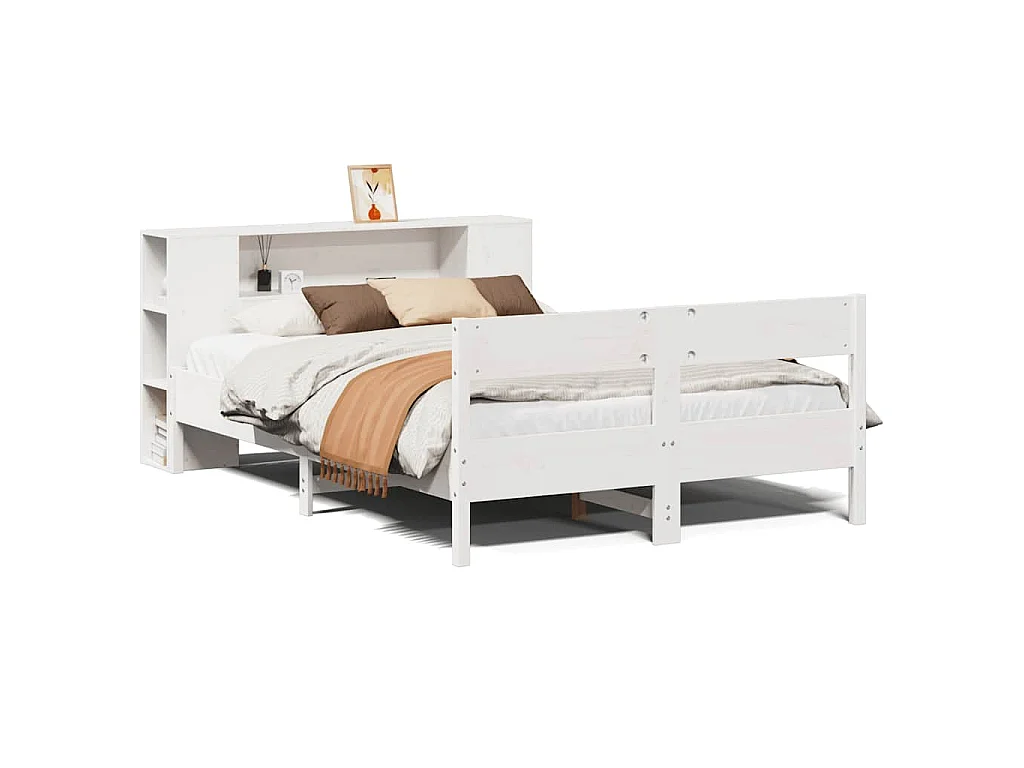 Letto Libreria senza Materasso Bianco 140x200 cm Legno di Pino