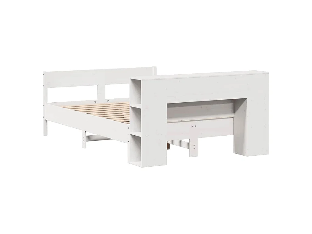 Letto Libreria senza Materasso Bianco 140x200 cm Legno di Pino