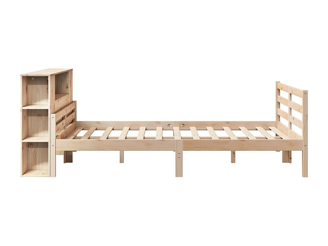 Bed met boekenkast zonder matras massief grenenhout 140x190 cm