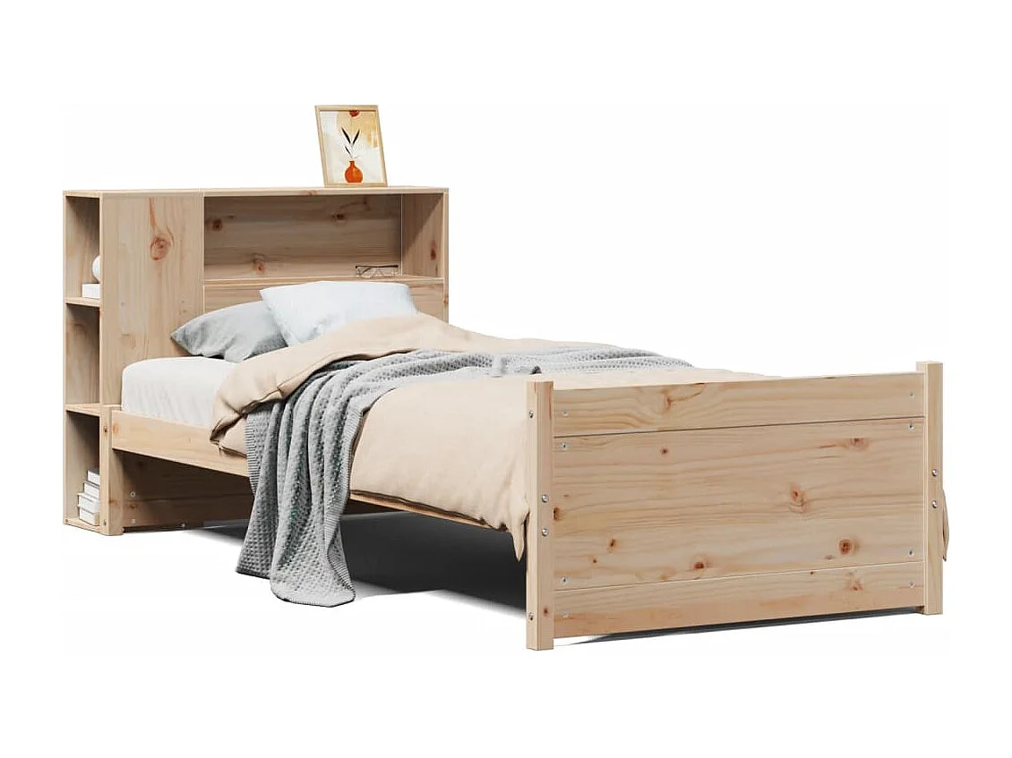 Giroletto con Libreria senza Materasso 75x190 cm in Legno Pino