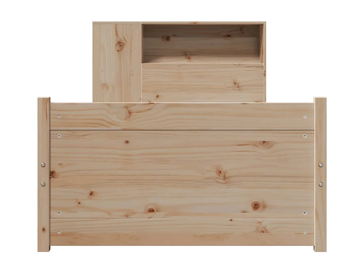Bed met boekenkast zonder matras massief grenenhout 75x190 cm