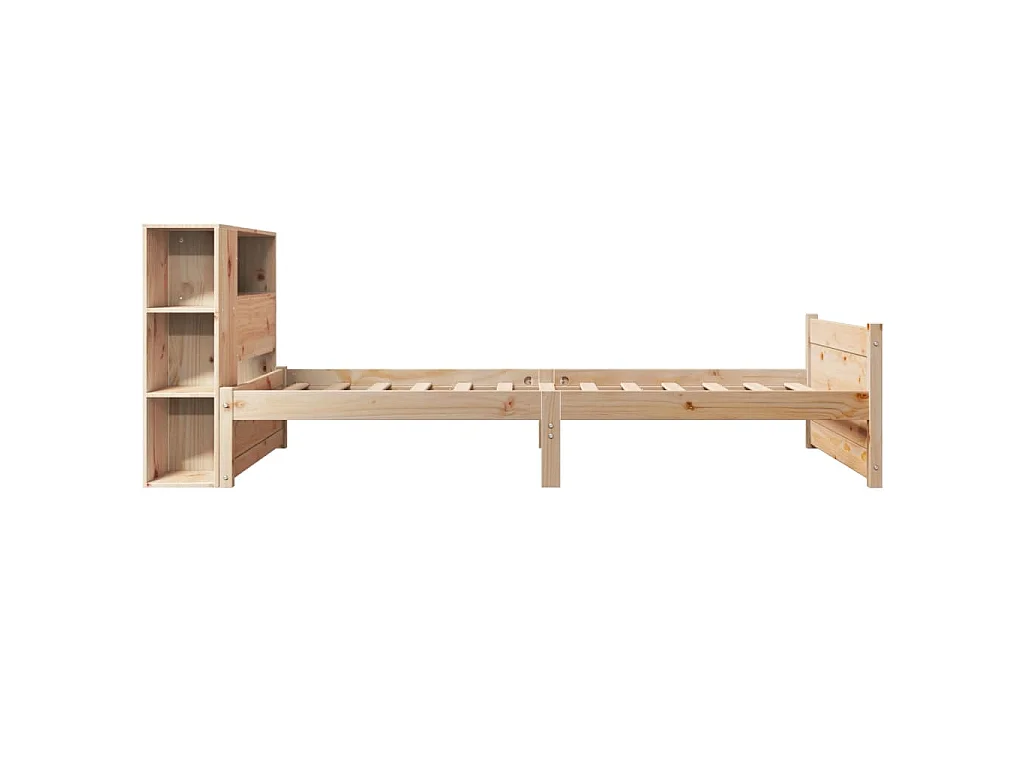 Lit bibliothèque sans matelas 75x190 cm bois de pin massif