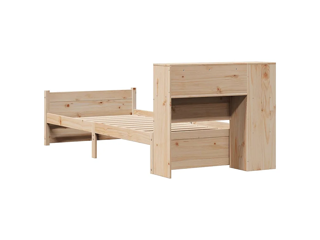 Lit bibliothèque sans matelas 75x190 cm bois de pin massif