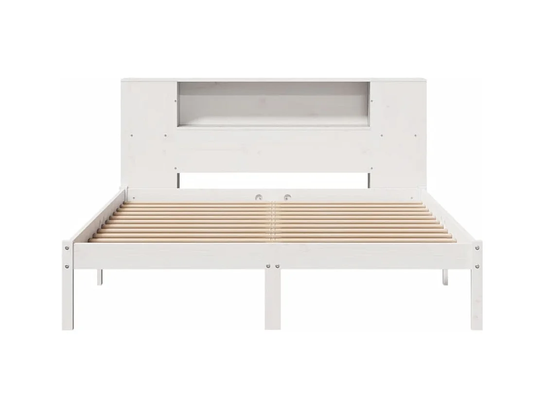 Lit bibliothèque sans matelas blanc 120x190 cm bois pin massif