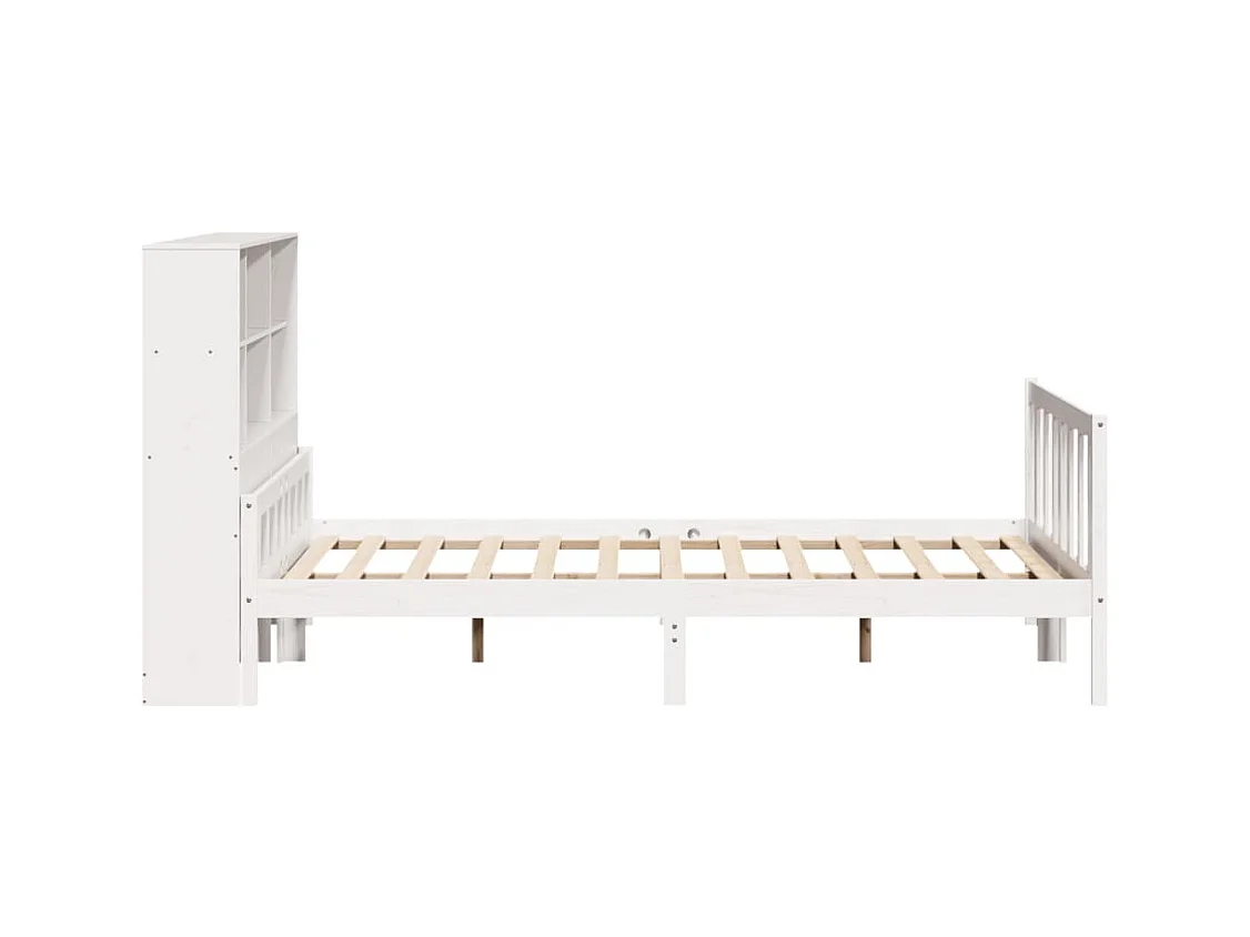 Lit bibliothèque sans matelas blanc 160x200 cm bois pin massif