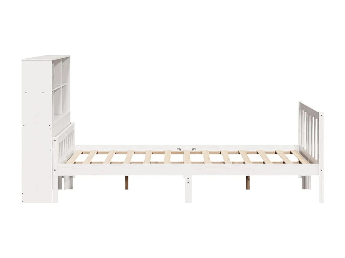 Lit bibliothèque sans matelas blanc 160x200 cm bois pin massif