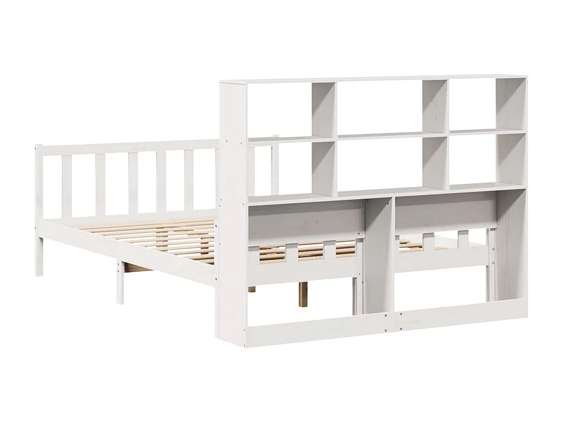 Lit bibliothèque sans matelas blanc 160x200 cm bois pin massif