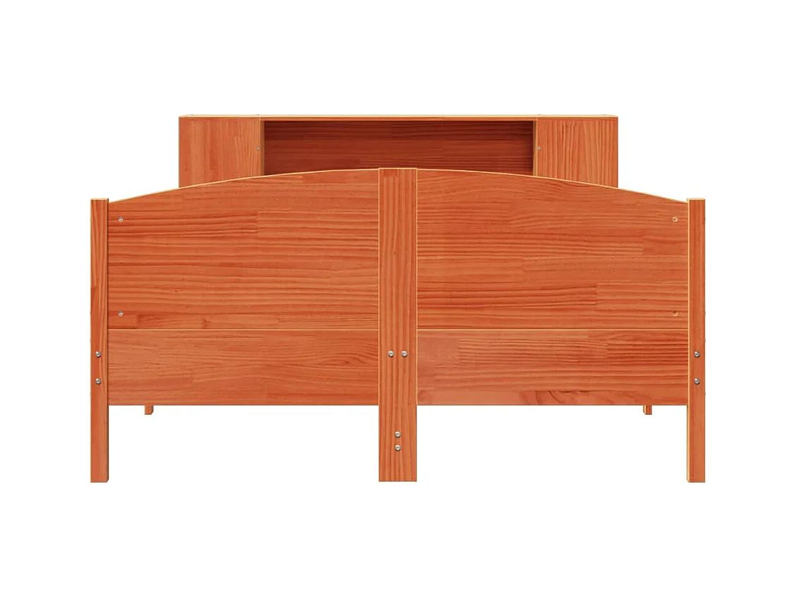 Lit bibliothèque sans matelas cire marron 140x190 cm pin massif