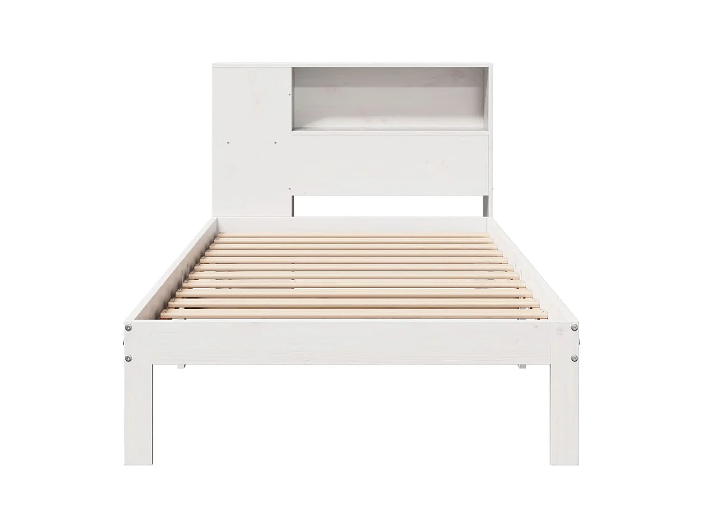 Lit bibliothèque sans matelas blanc 90x190cm bois de pin massif