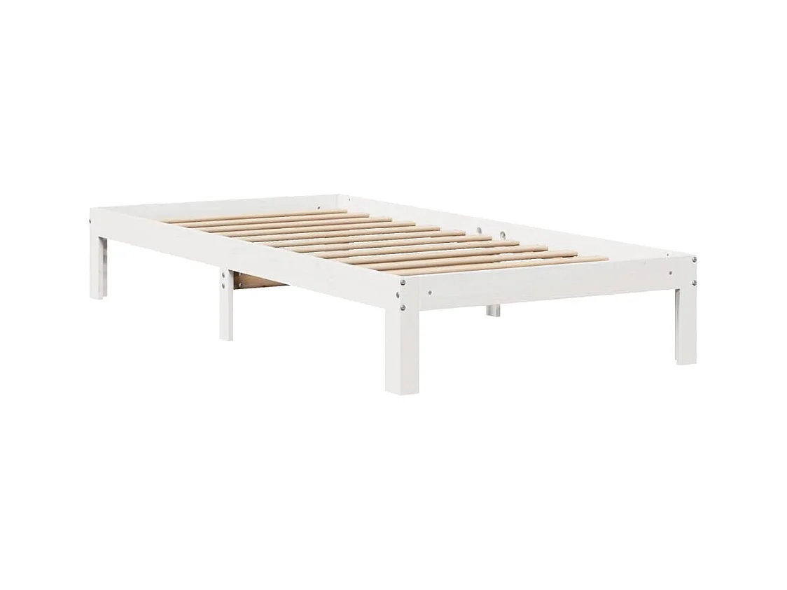 Lit bibliothèque sans matelas blanc 90x190cm bois de pin massif