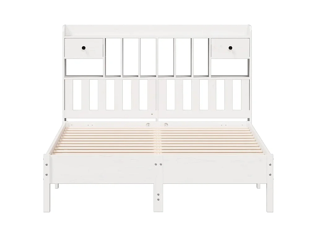 Letto Libreria senza Materasso Bianco 150x200 cm Legno di Pino