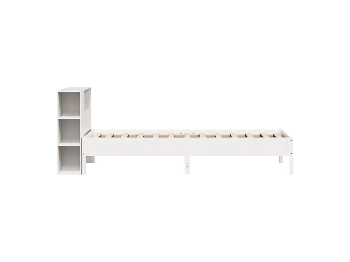 Bed met boekenkast zonder matras grenenhout wit 90x190 cm