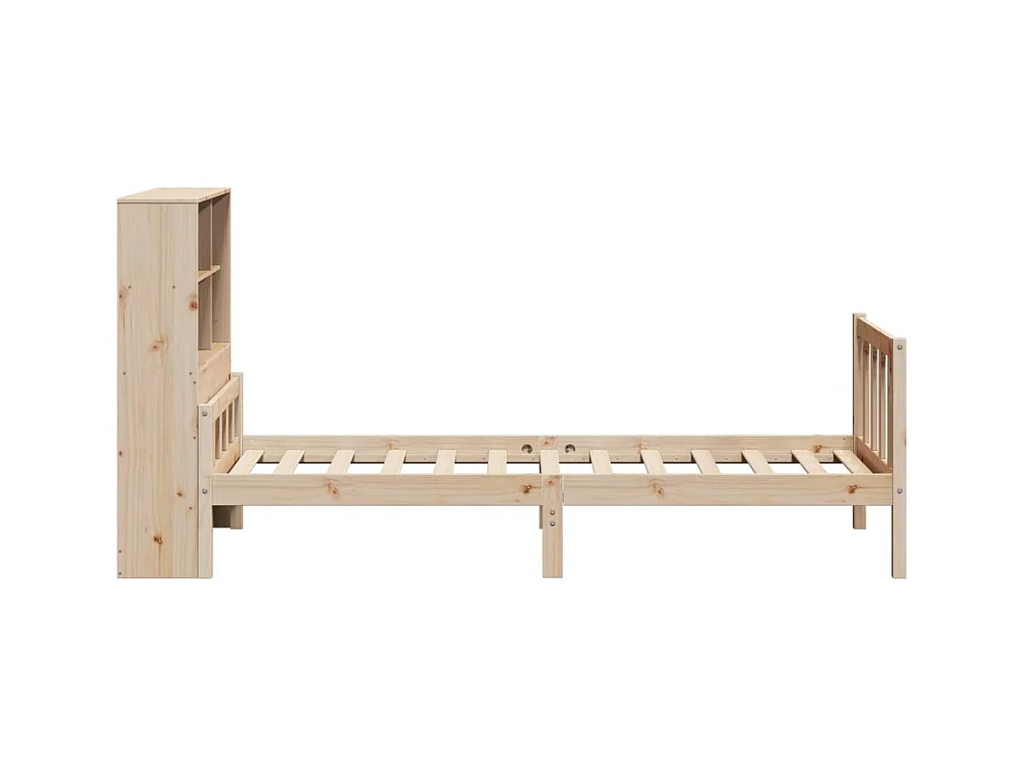 Lit bibliothèque sans matelas 100x200 cm bois massif de pin