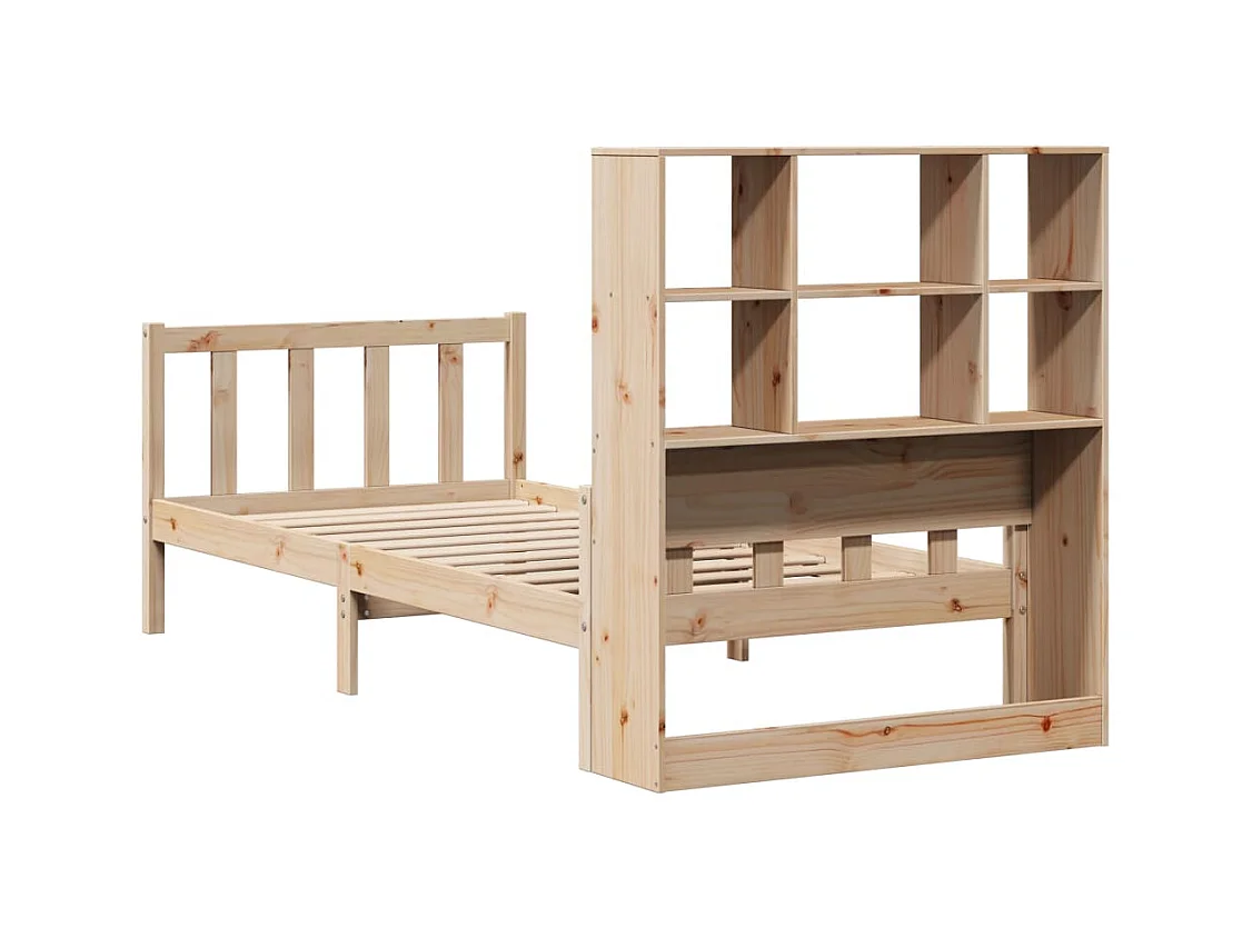 Lit bibliothèque sans matelas 100x200 cm bois massif de pin