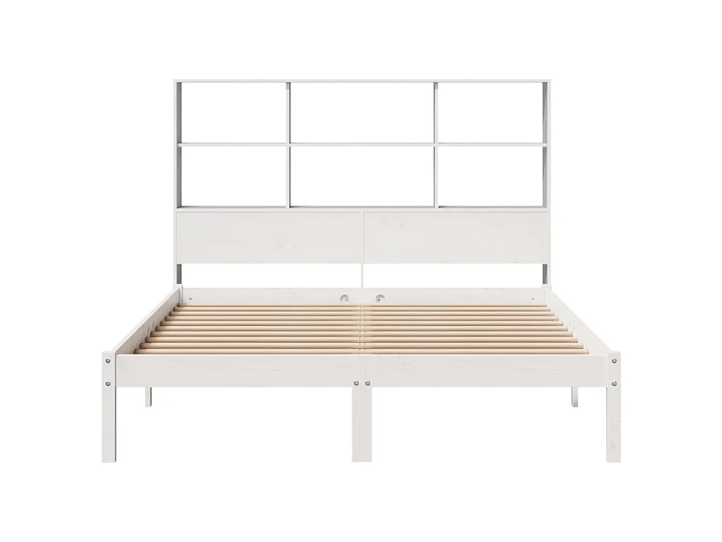 Cama com estante sem colchão 160x200 cm pinho maciço branco