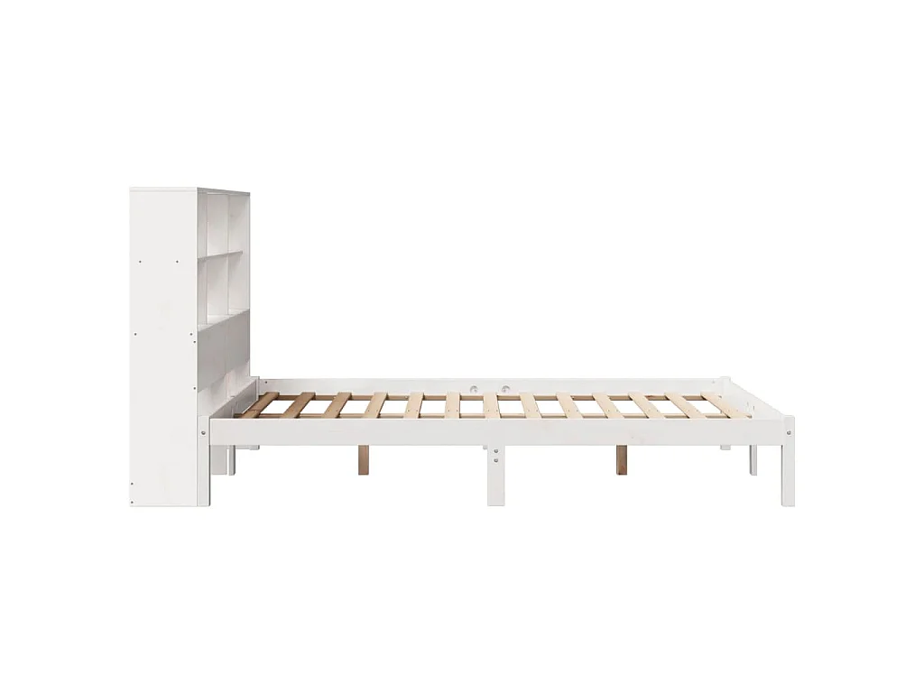 Cama com estante sem colchão 160x200 cm pinho maciço branco
