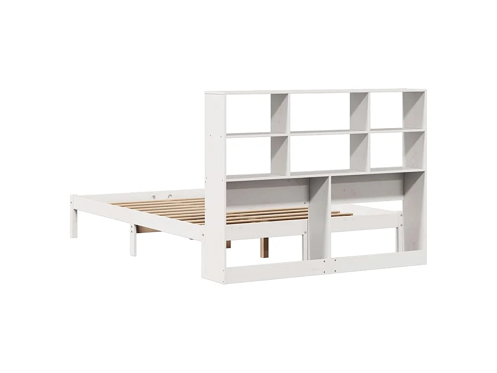 Cama com estante sem colchão 160x200 cm pinho maciço branco