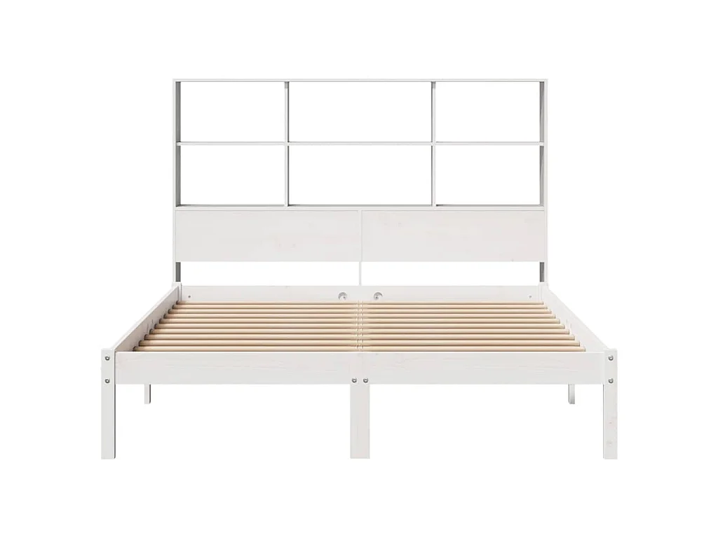 Bed met boekenkast zonder matras grenenhout wit 160x200 cm