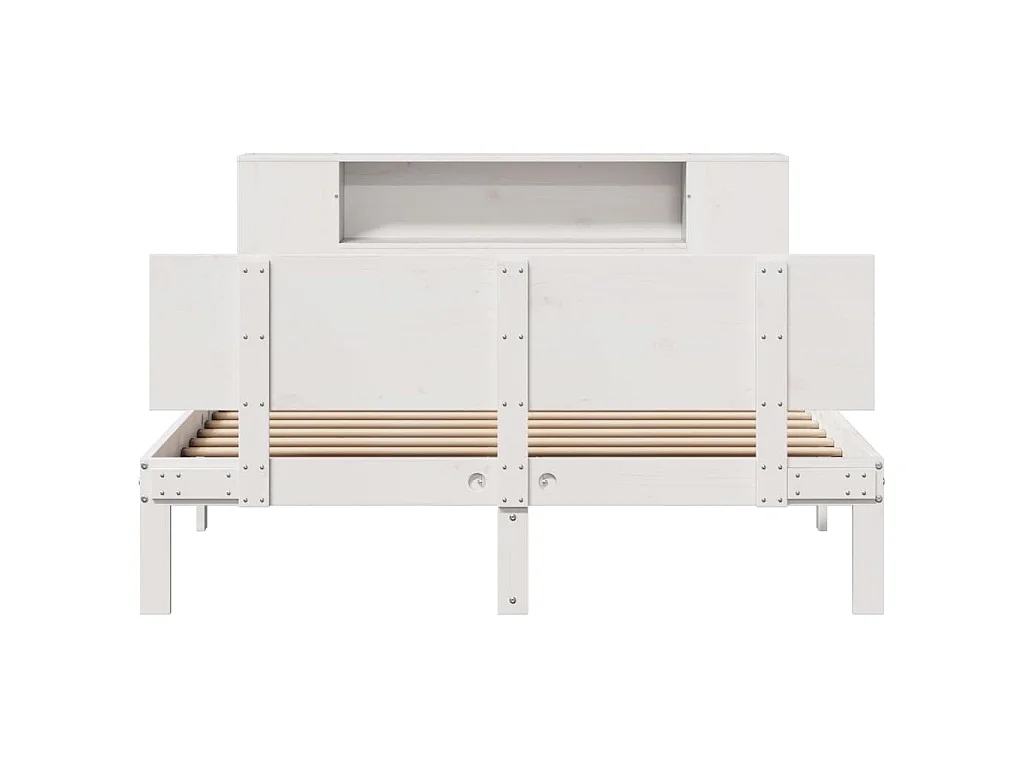 Lit bibliothèque sans matelas blanc 150x200 cm bois pin massif