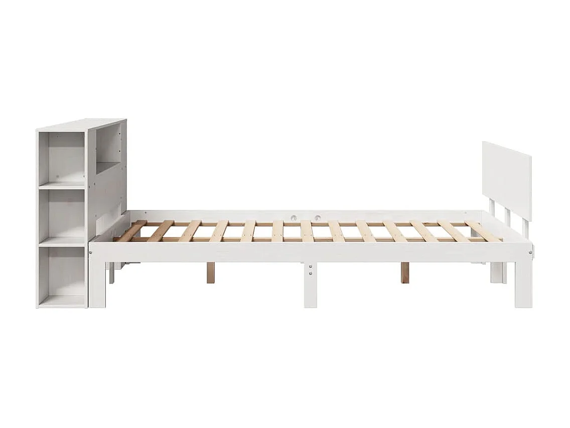 Lit bibliothèque sans matelas blanc 150x200 cm bois pin massif