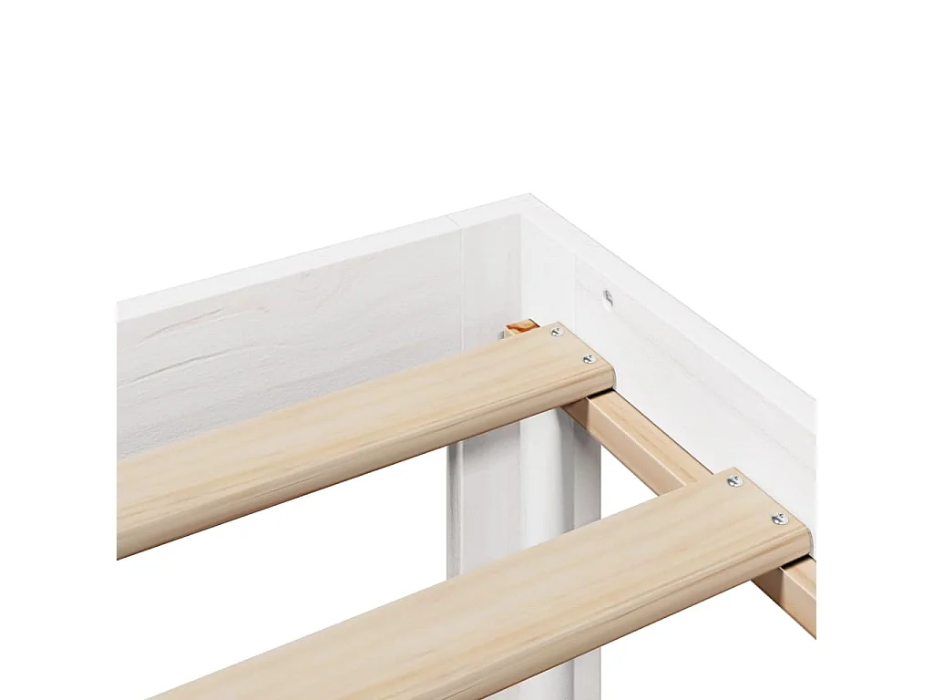 Lit bibliothèque sans matelas blanc 150x200 cm bois pin massif
