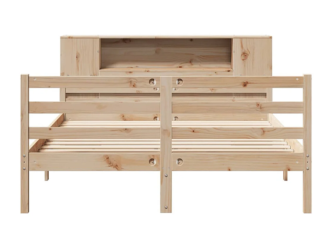 Lit bibliothèque sans matelas 160x200 cm bois massif de pin