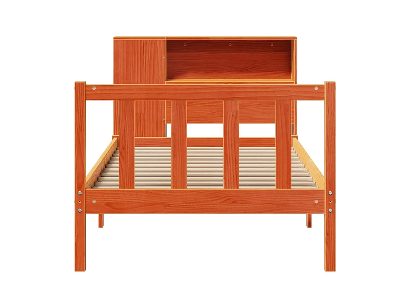 Lit bibliothèque sans matelas cire marron 100x200 cm pin massif