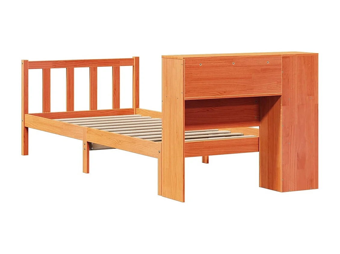 Lit bibliothèque sans matelas cire marron 100x200 cm pin massif