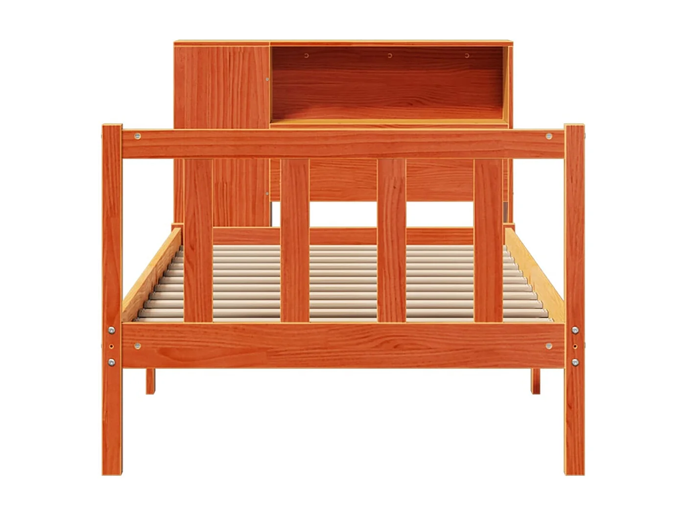 Massivholzbett mit Regal ohne Matratze Wachsbraun 100x200 cm