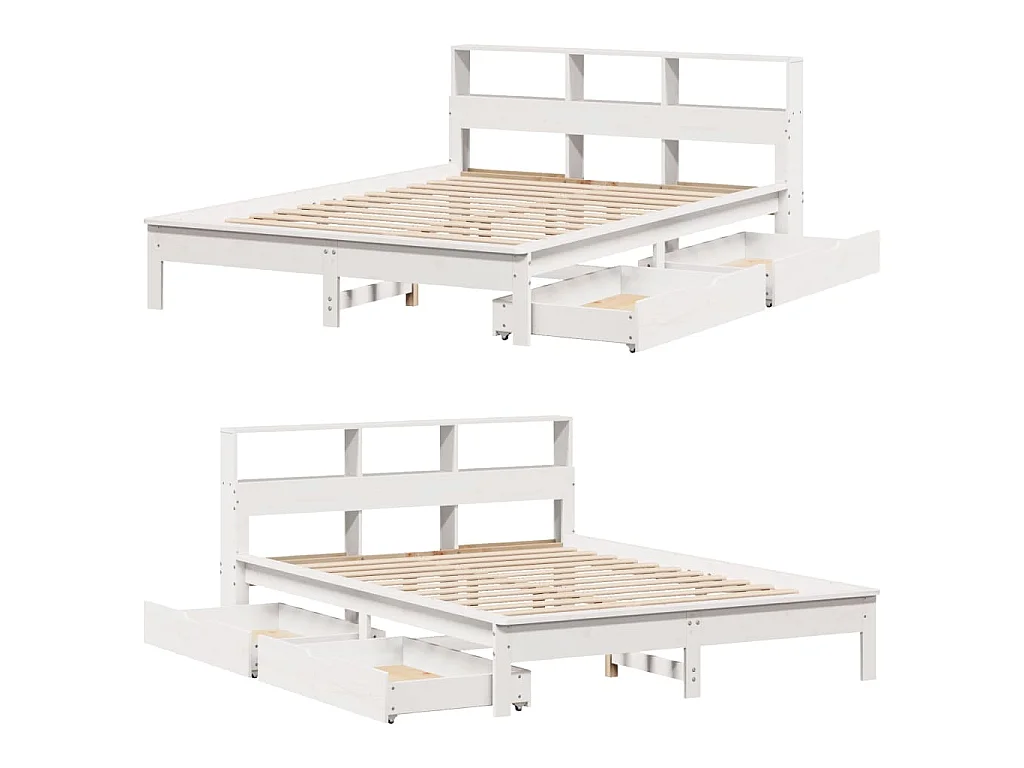 Letto Libreria senza Materasso Bianco 140x190 cm Legno di Pino