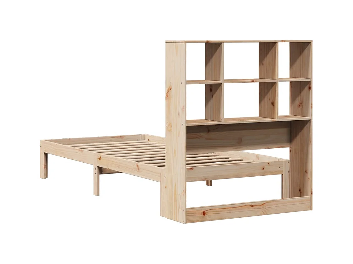 Lit bibliothèque sans matelas 90x200 cm bois de pin massif