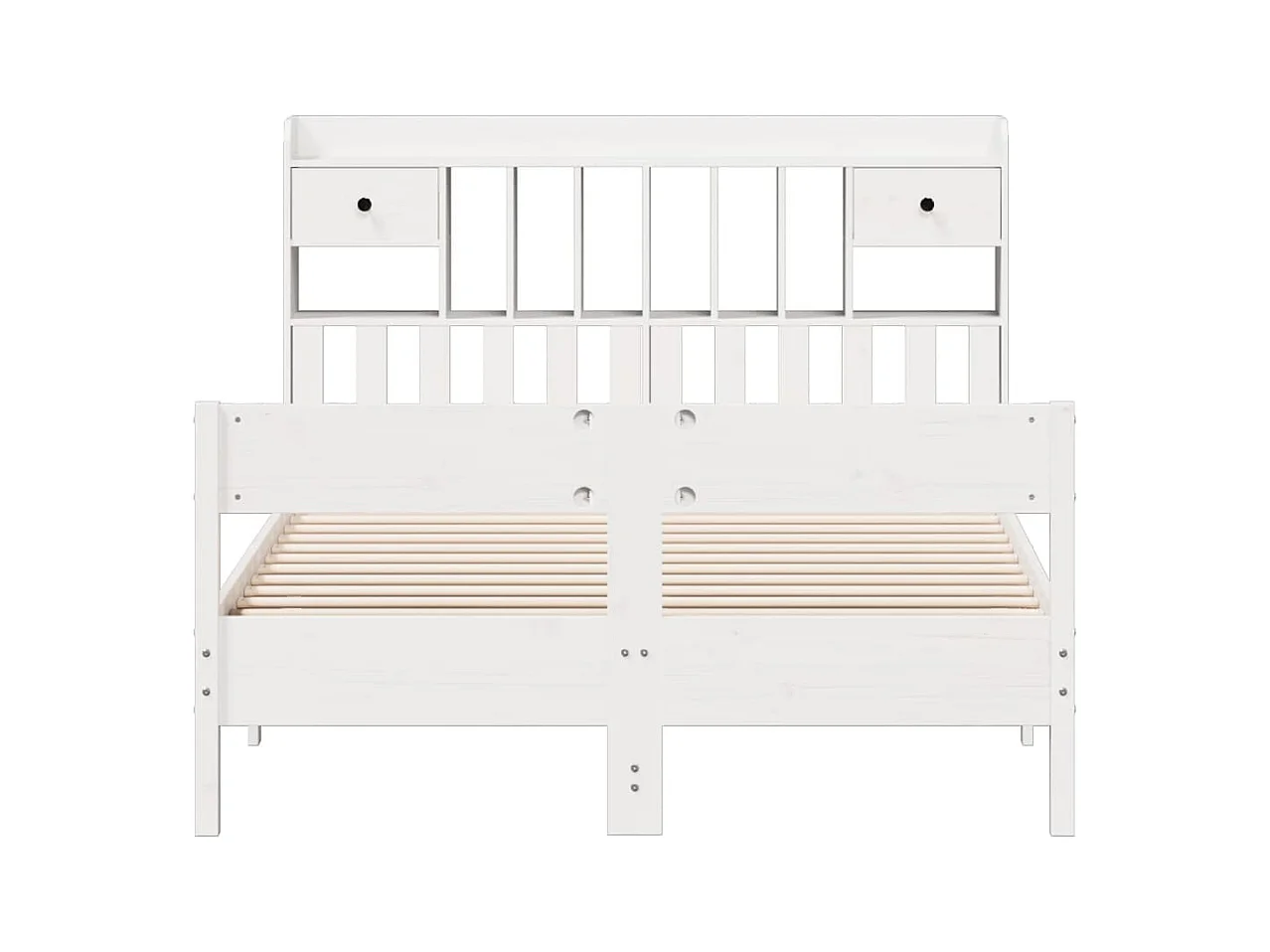Cama con estantería sin colchón madera maciza blanca 150x200 cm