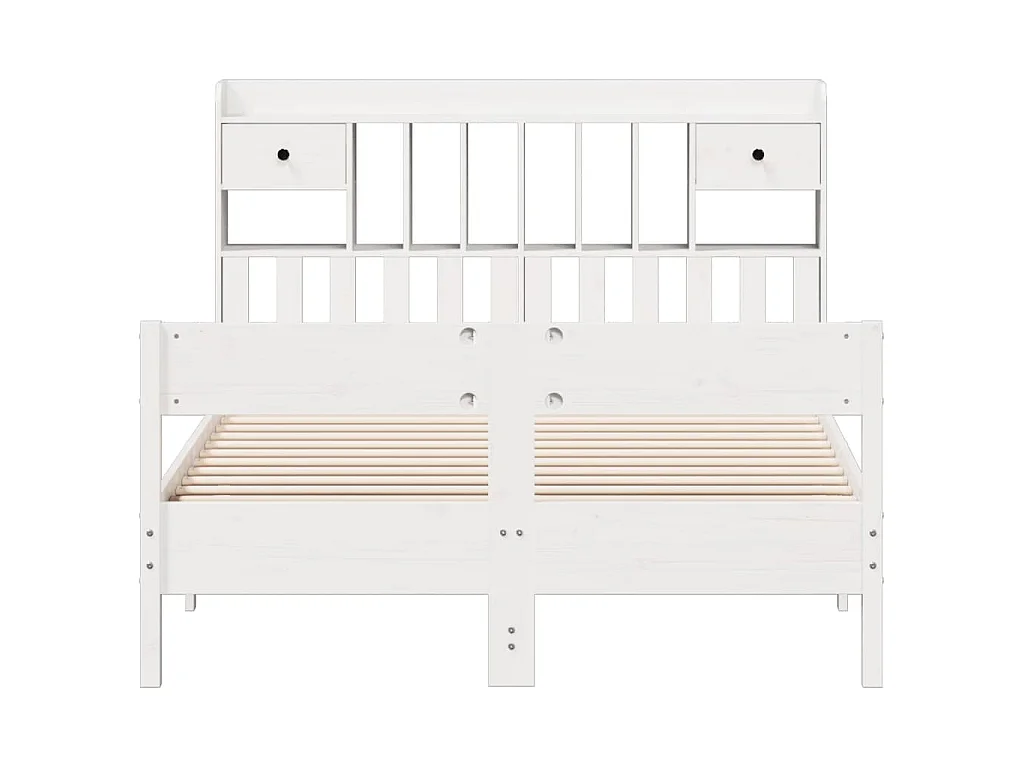 Lit bibliothèque sans matelas blanc 150x200 cm bois pin massif