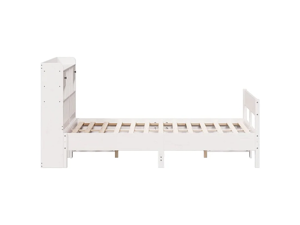 Lit bibliothèque sans matelas blanc 150x200 cm bois pin massif