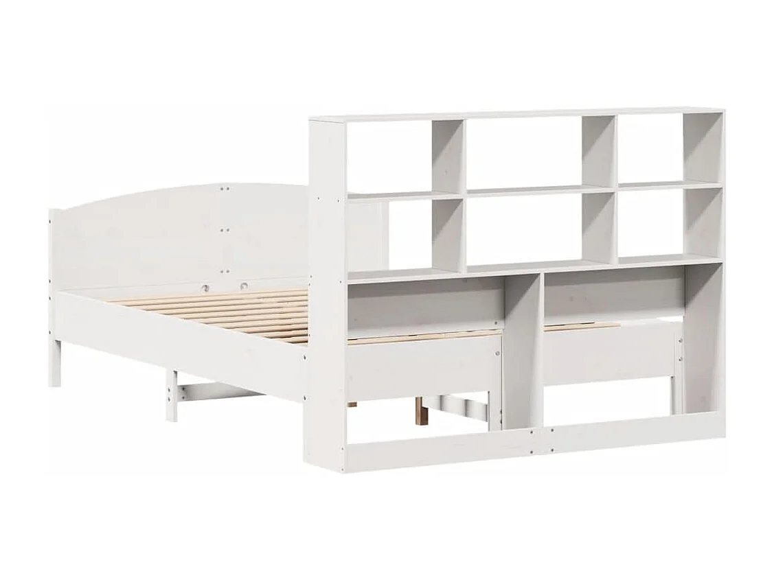 Lit bibliothèque sans matelas blanc 120x190 cm bois pin massif