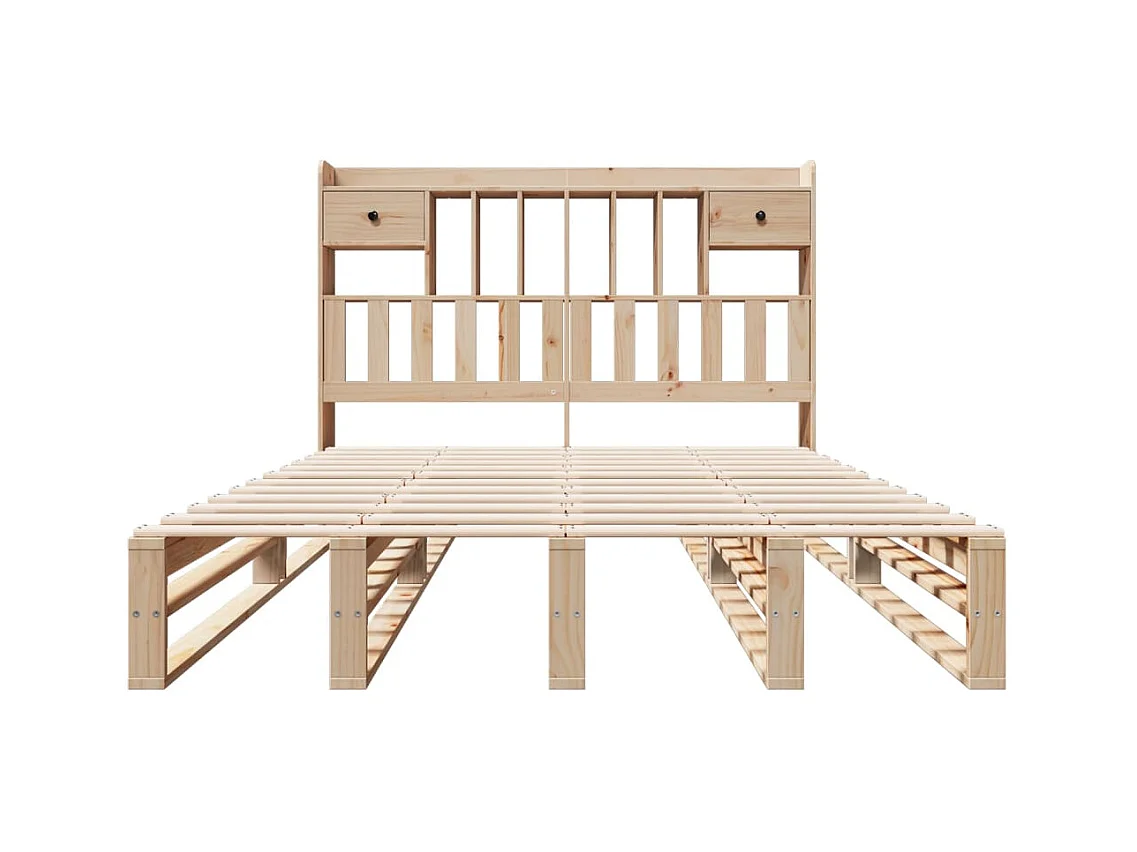 Lit bibliothèque sans matelas 140x190 cm bois de pin massif
