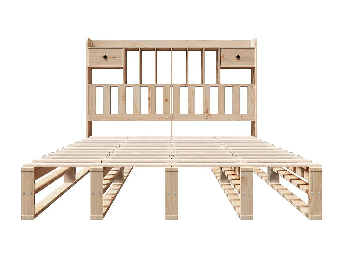 Massivholzbett mit Regal ohne Matratze 140x190 cm Kiefernholz