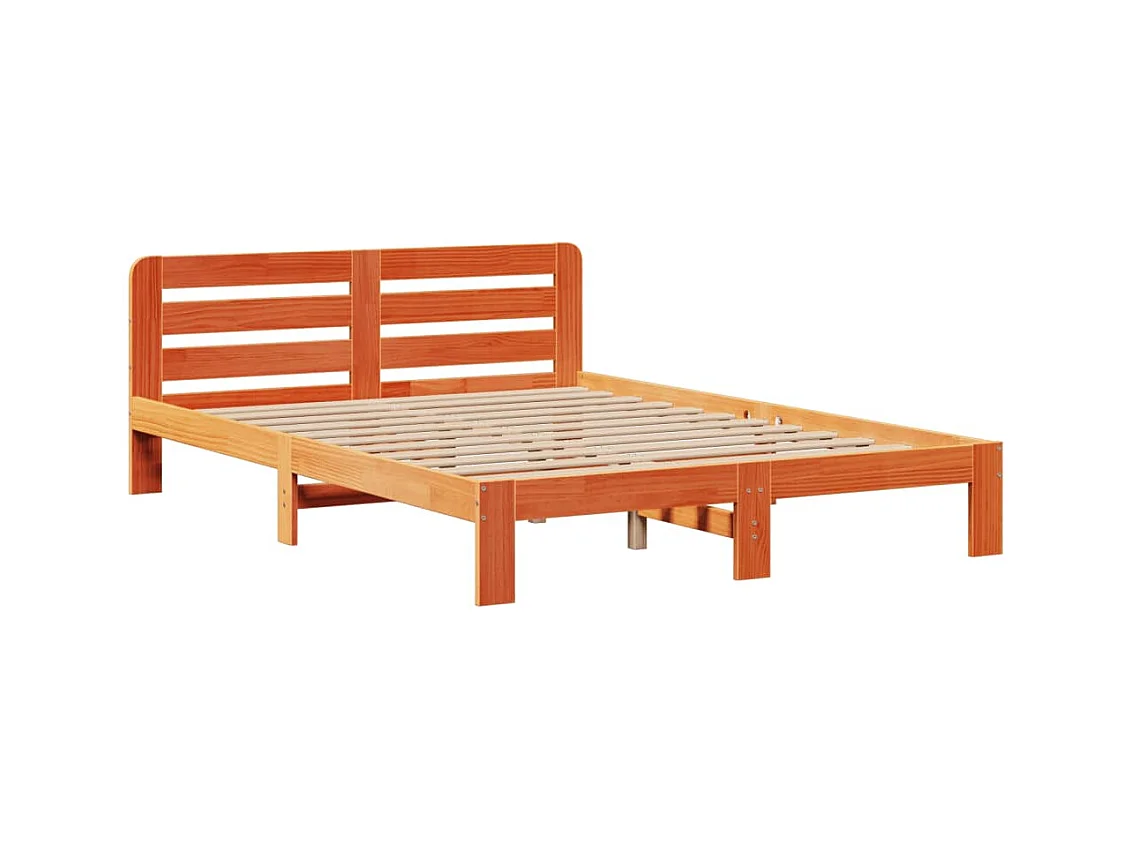 Lit bibliothèque sans matelas cire marron 140x190 cm pin massif