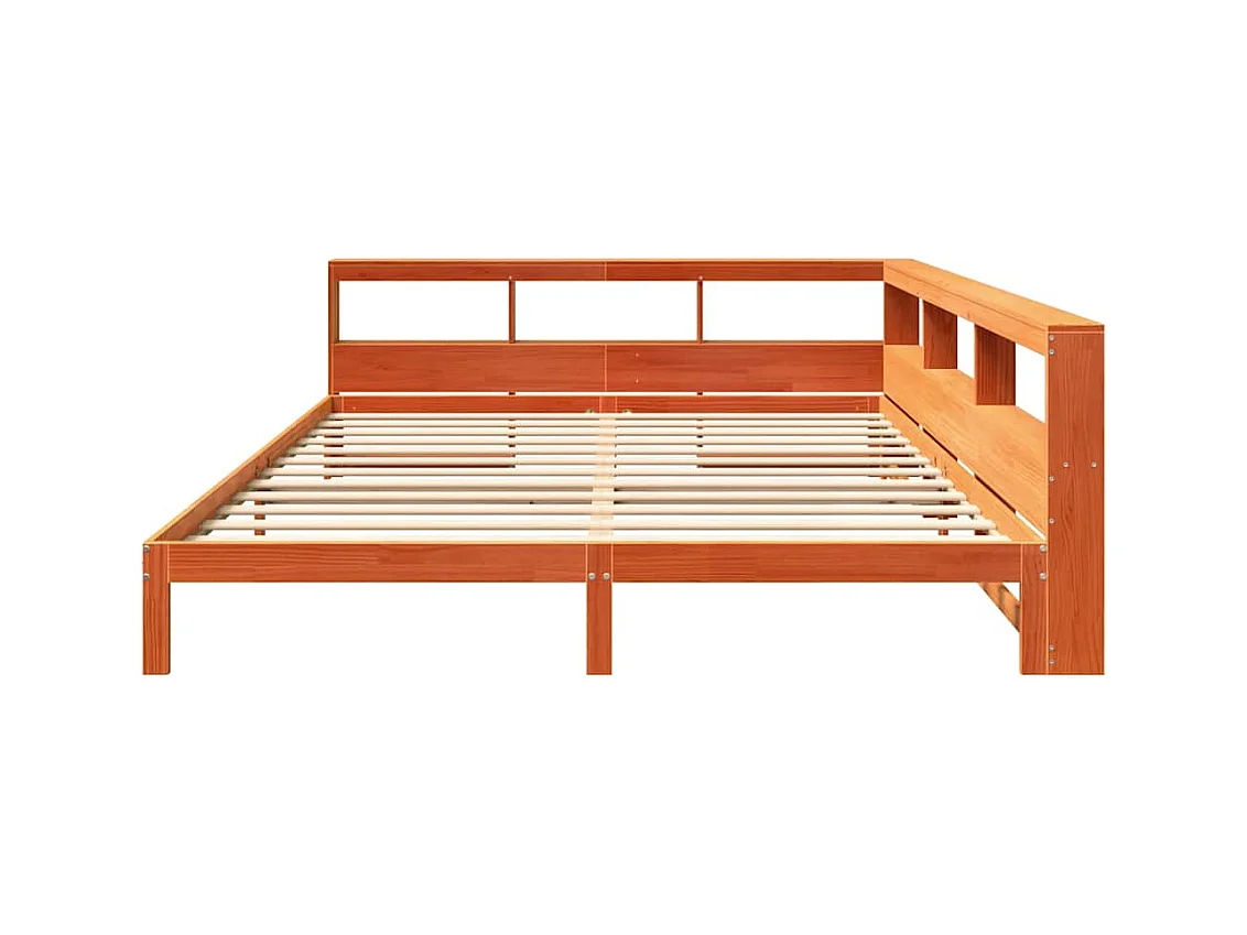 Lit bibliothèque sans matelas cire marron 180x200 cm pin massif