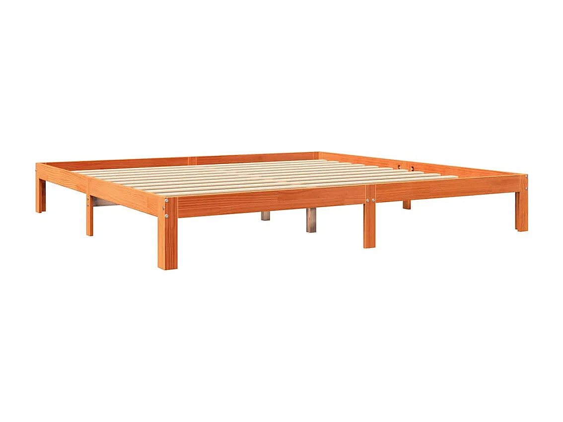 Lit bibliothèque sans matelas cire marron 180x200 cm pin massif