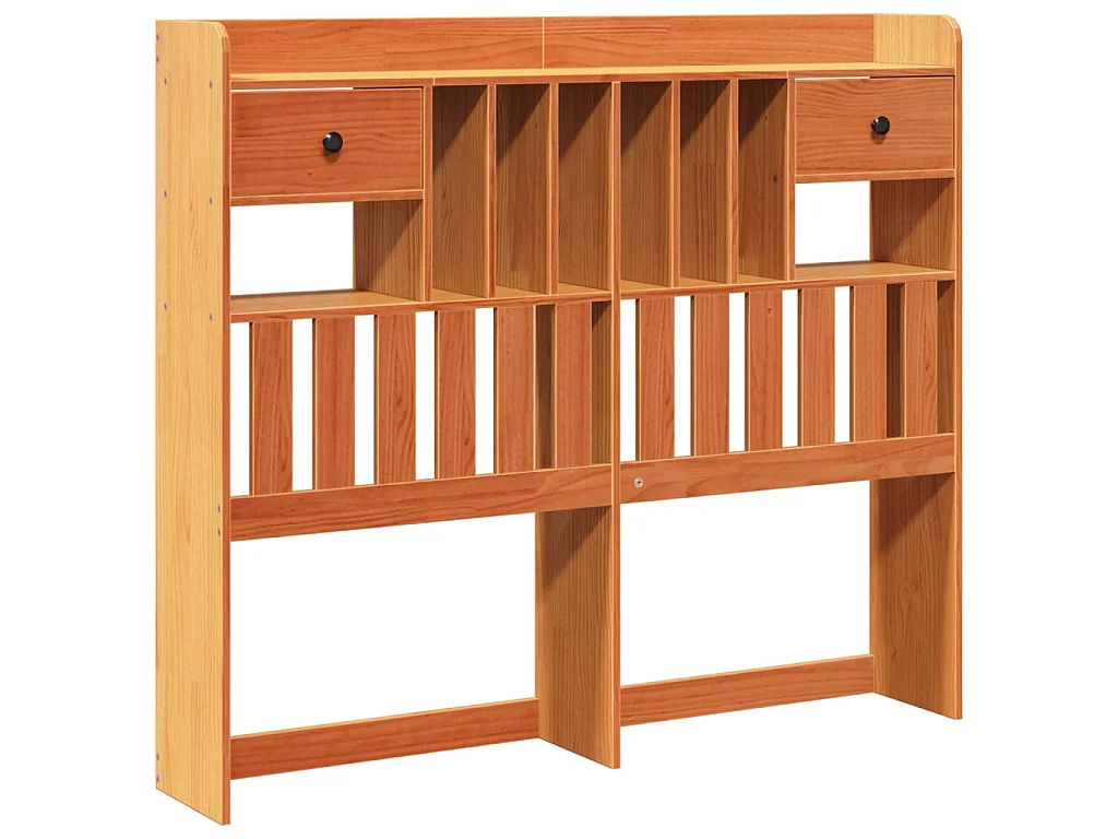 Massivholzbett mit Regal ohne Matratze Wachsbraun 160x200 cm