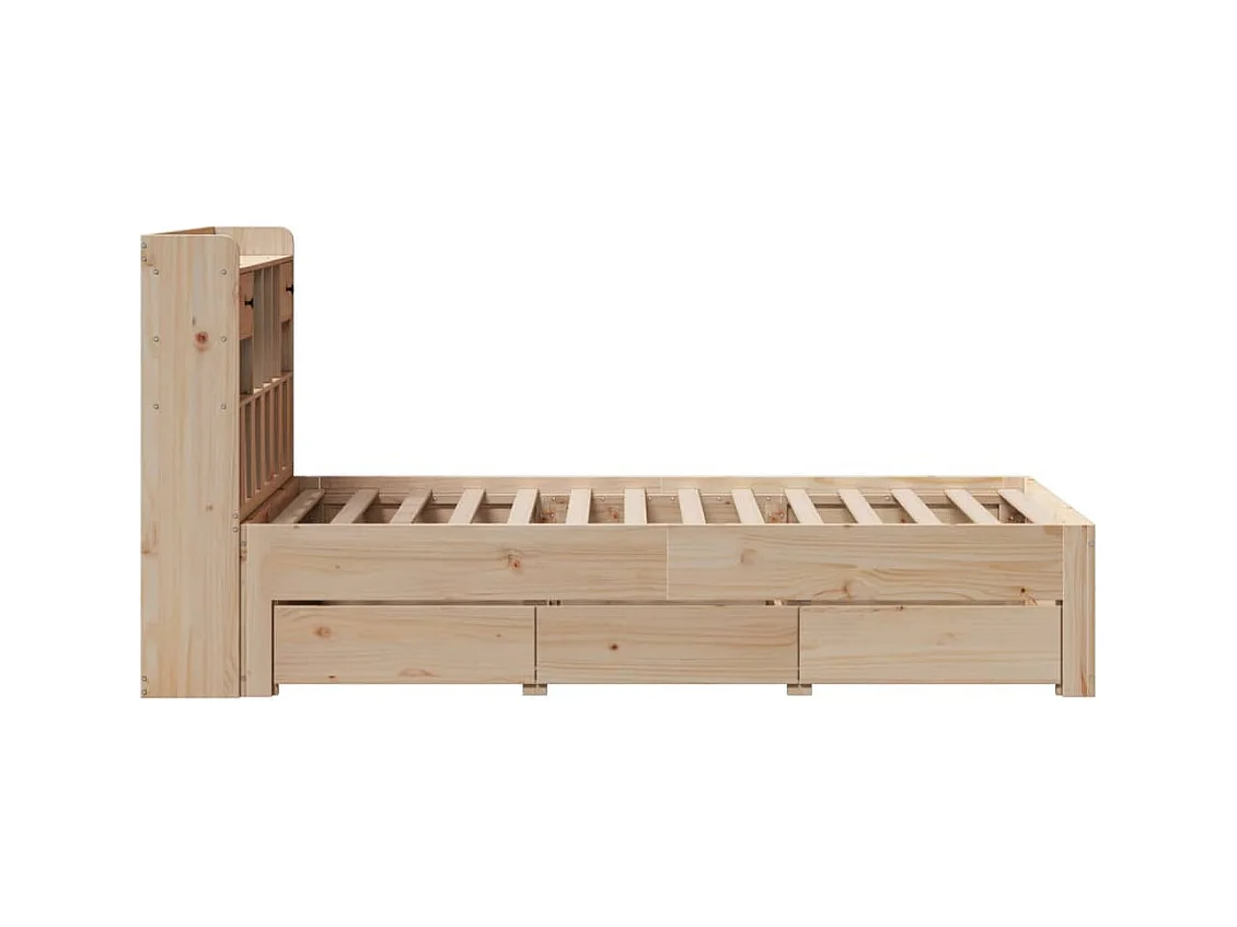 Lit bibliothèque sans matelas 75x190 cm bois de pin massif