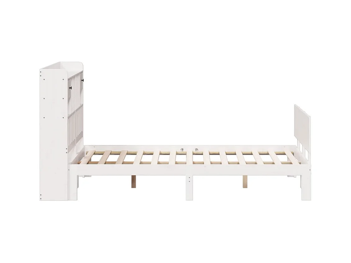 Lit bibliothèque sans matelas blanc 160x200 cm bois pin massif