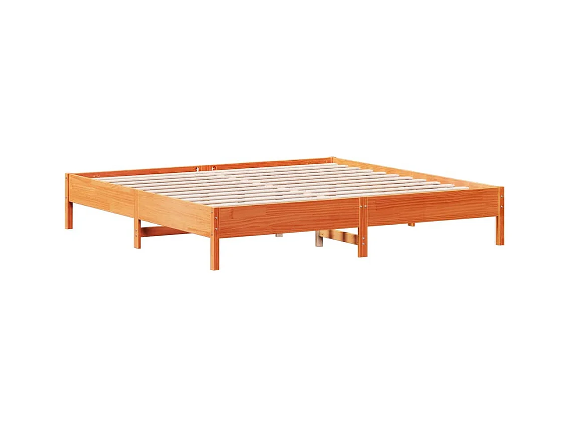 Lit bibliothèque sans matelas cire marron 180x200 cm pin massif