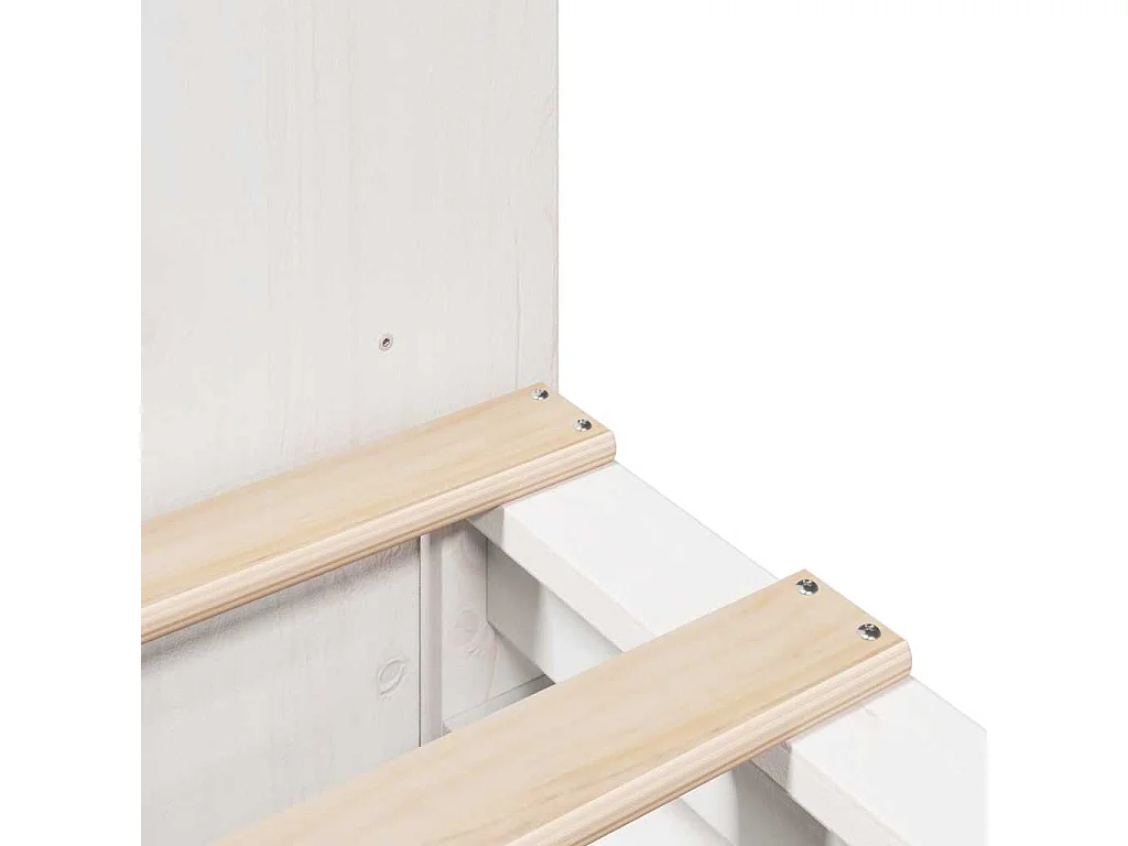 Lit bibliothèque sans matelas blanc 150x200 cm bois massif