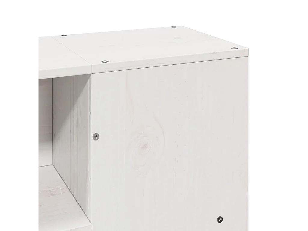 Massivholzbett mit Regal ohne Matratze Weiß 150x200 cm