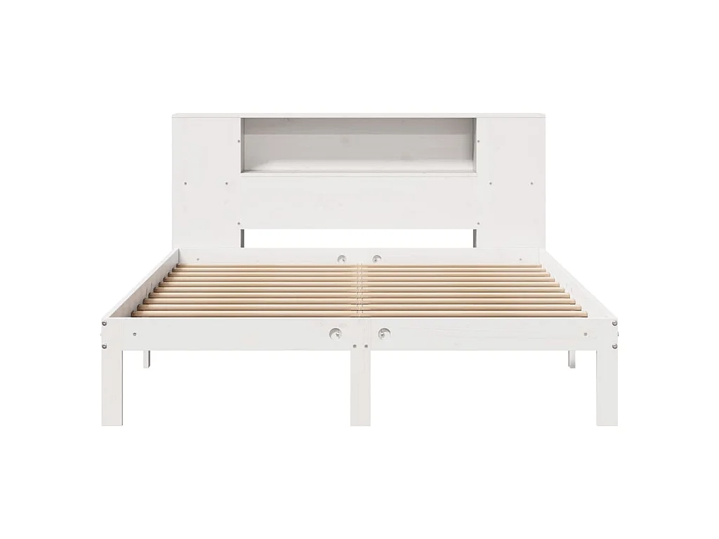 Lit bibliothèque sans matelas blanc 140x190 cm bois pin massif