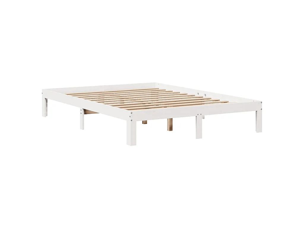 Lit bibliothèque sans matelas blanc 140x190 cm bois pin massif